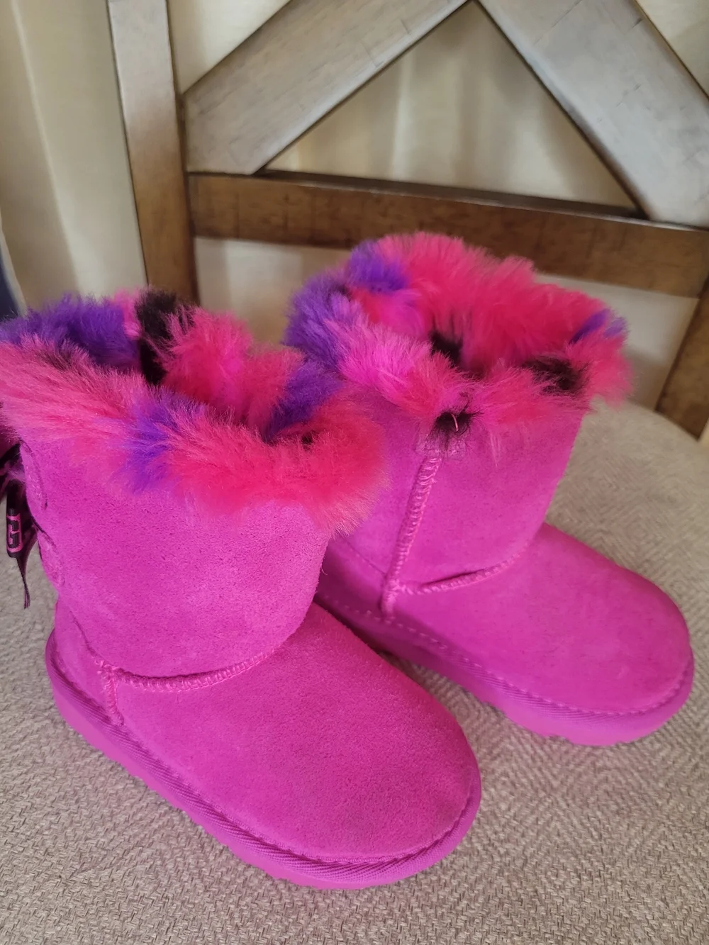 UGG Bailey Bow Plaid Punk Boots.